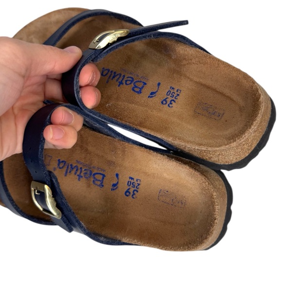 Betula by Birkenstock navy blue gold Mia softbed Sandals size 39 - Picture 11 of 16
